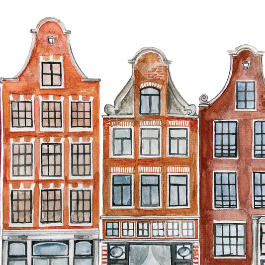 Amsterdam Streetscape Illustrated Art Print