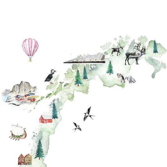 Norway Illustrated Map Art Print