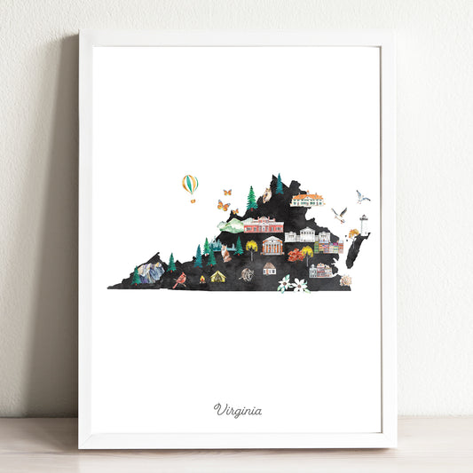 Virginia Illustrated State Map Art Print