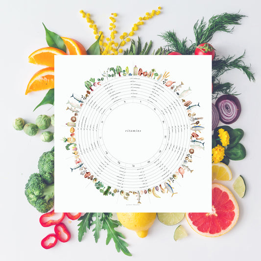 Vitamin Wheel Art Print - Vegetarian