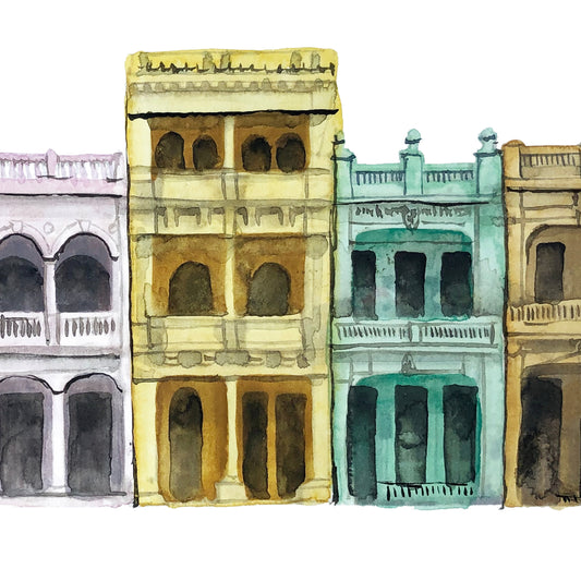 El Malecón Havana Streetscape Illustrated Art Print