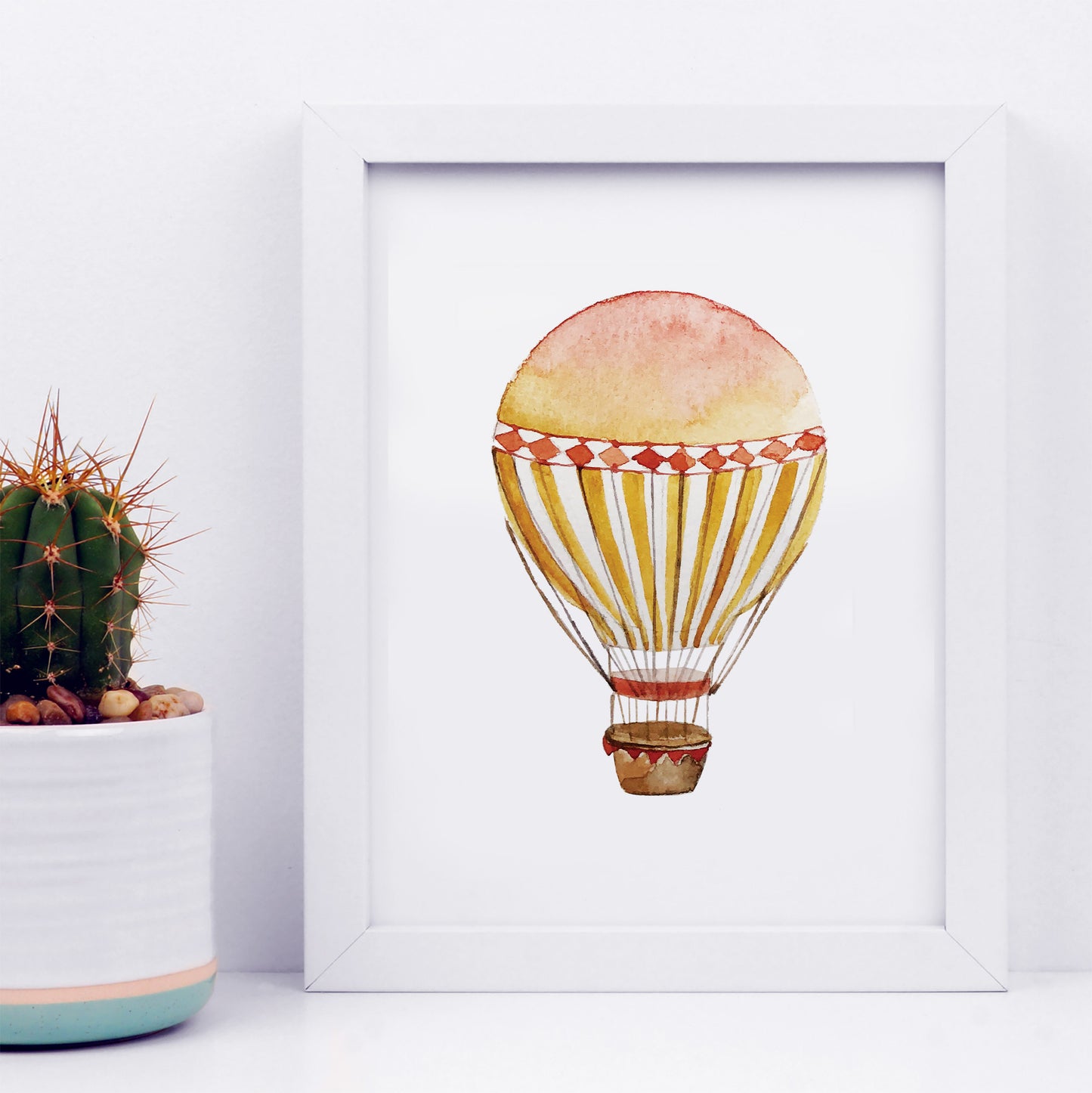 Vintage Orange Hot Air Balloon Art Print