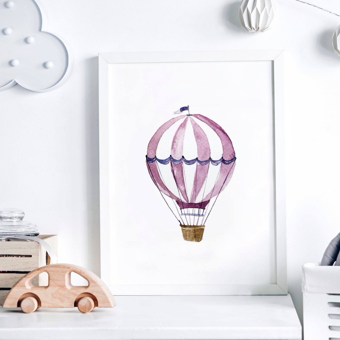 Vintage Purple Hot Air Balloon Art Print