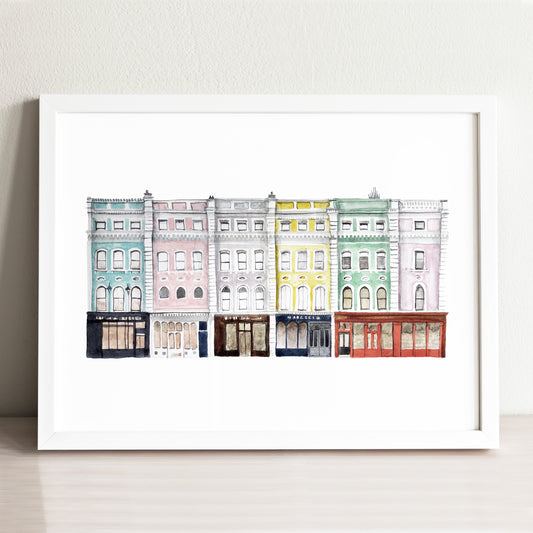 London Museum Street Streetscape Illustrated Art Print