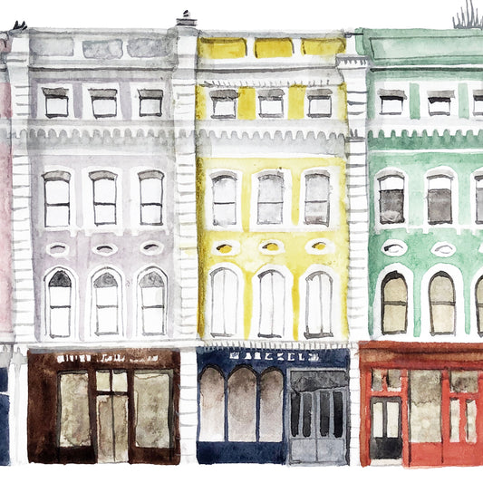 London Museum Street Streetscape Illustrated Art Print