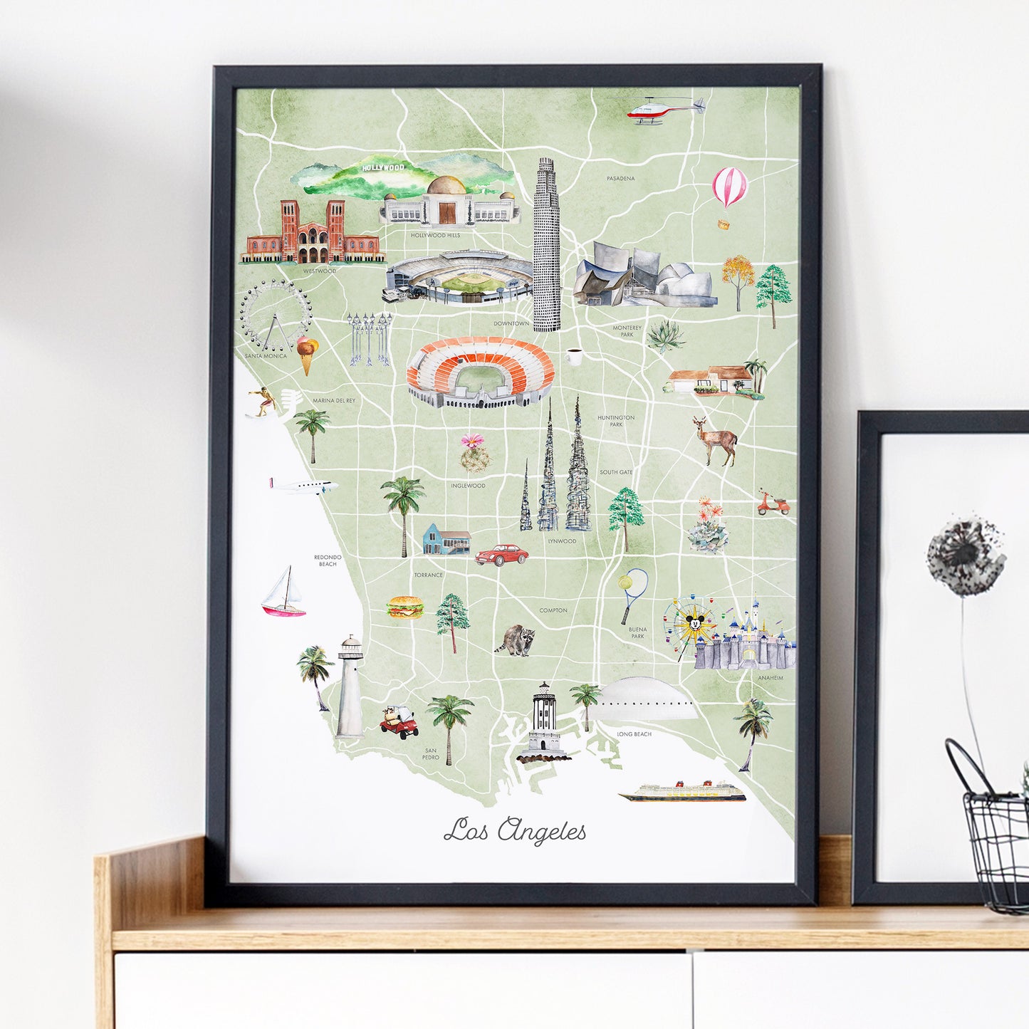 Los Angeles Illustrated City Map Art Print