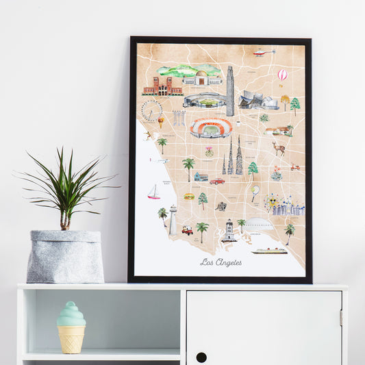 Los Angeles Illustrated City Map Art Print