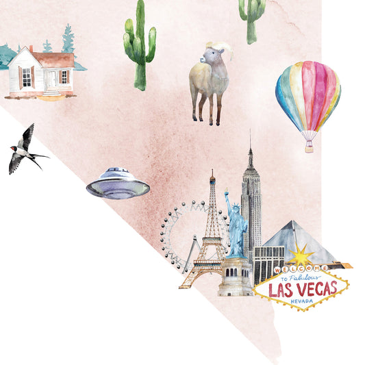 Nevada Illustrated State Map Art Print