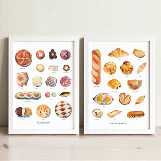 Les Viennoiseries + Les Patisseries Art Print Set
