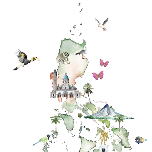 Philippines Illustrated Map Art Print