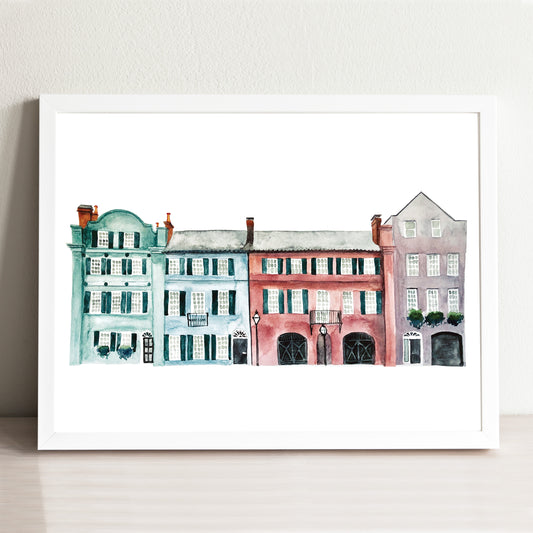 Charleston USA Streetscape Illustrated Art Print