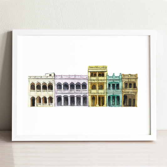 El Malecón Havana Streetscape Illustrated Art Print