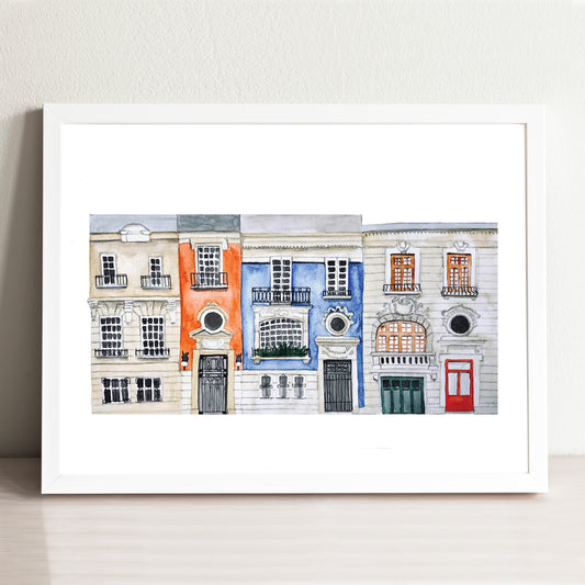 Mexico City Colonia Roma Streetscape Illustrated Art Print