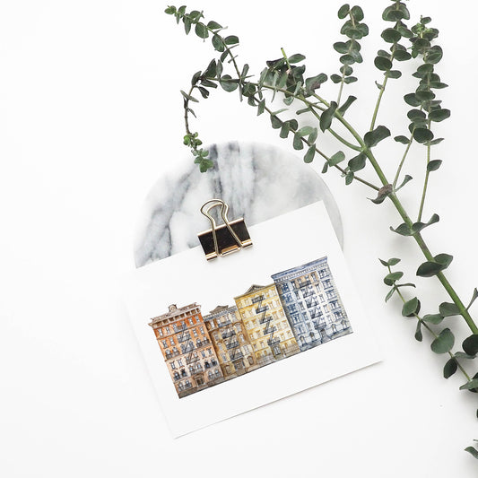 New York City Streetscape Illustrated Art Print