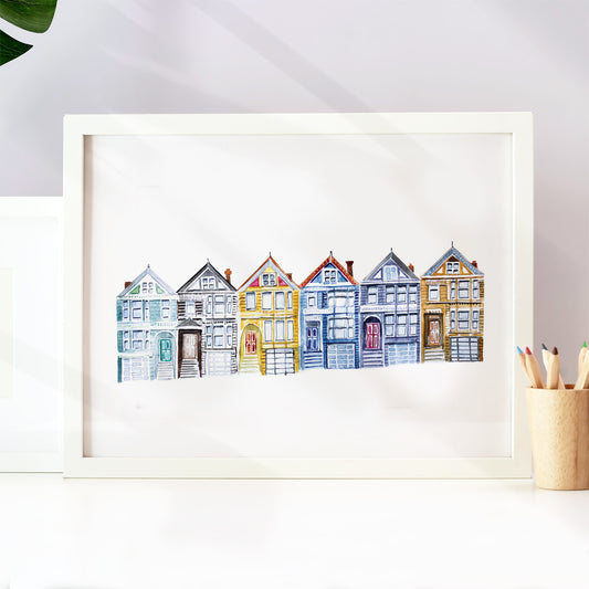 San Francisco Streetscape Illustrated Art Print