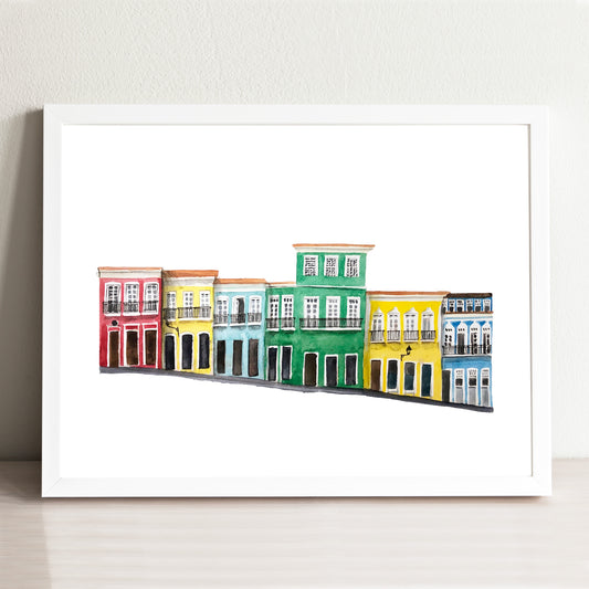 Salvador Streetscape Illustrated Art Print