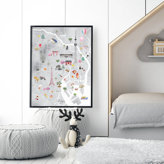 Tokyo Illustrated City Map Art Print