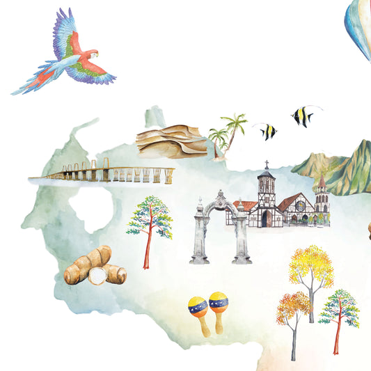 Venezuela Illustrated Map Art Print