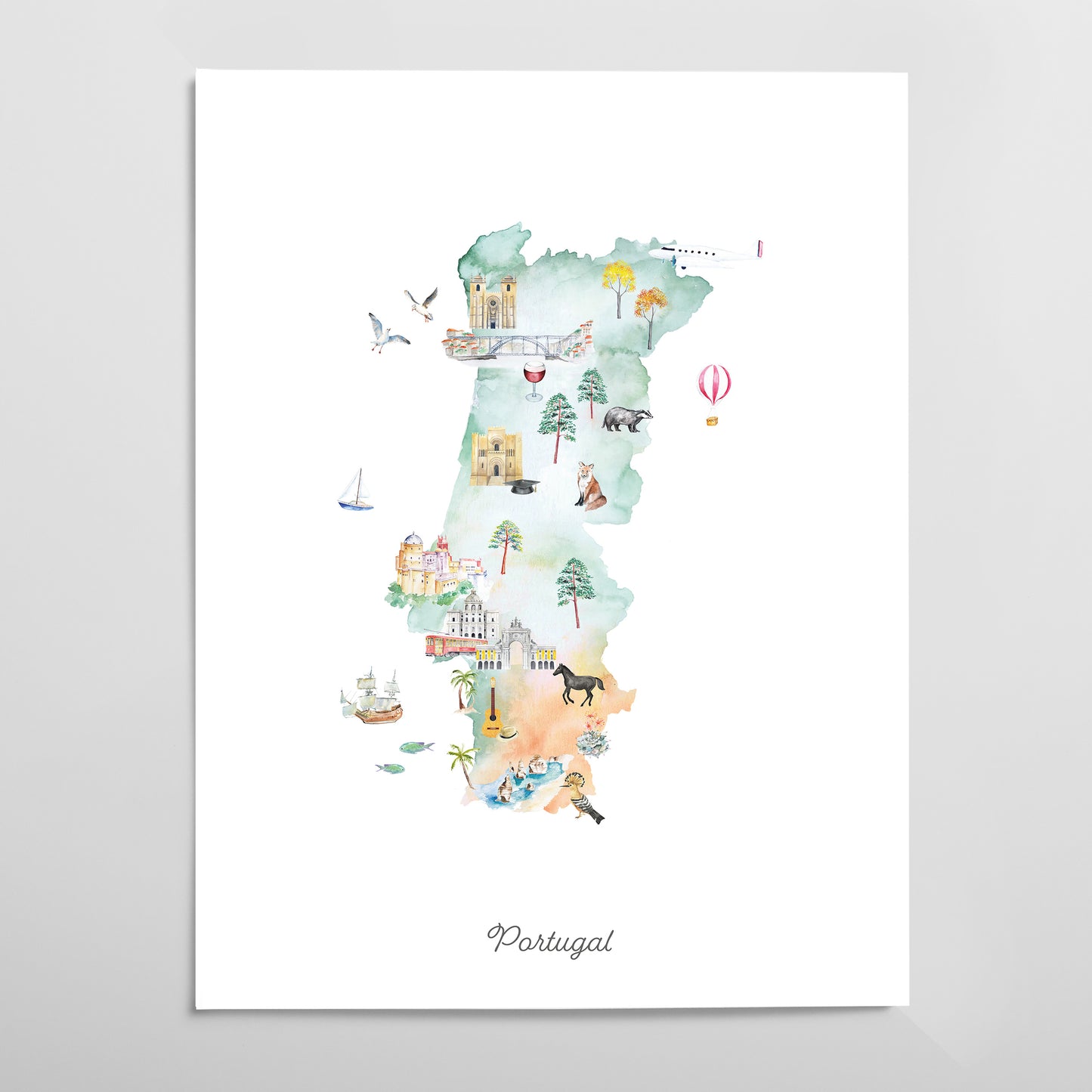 Portugal Illustrated Map Art Print