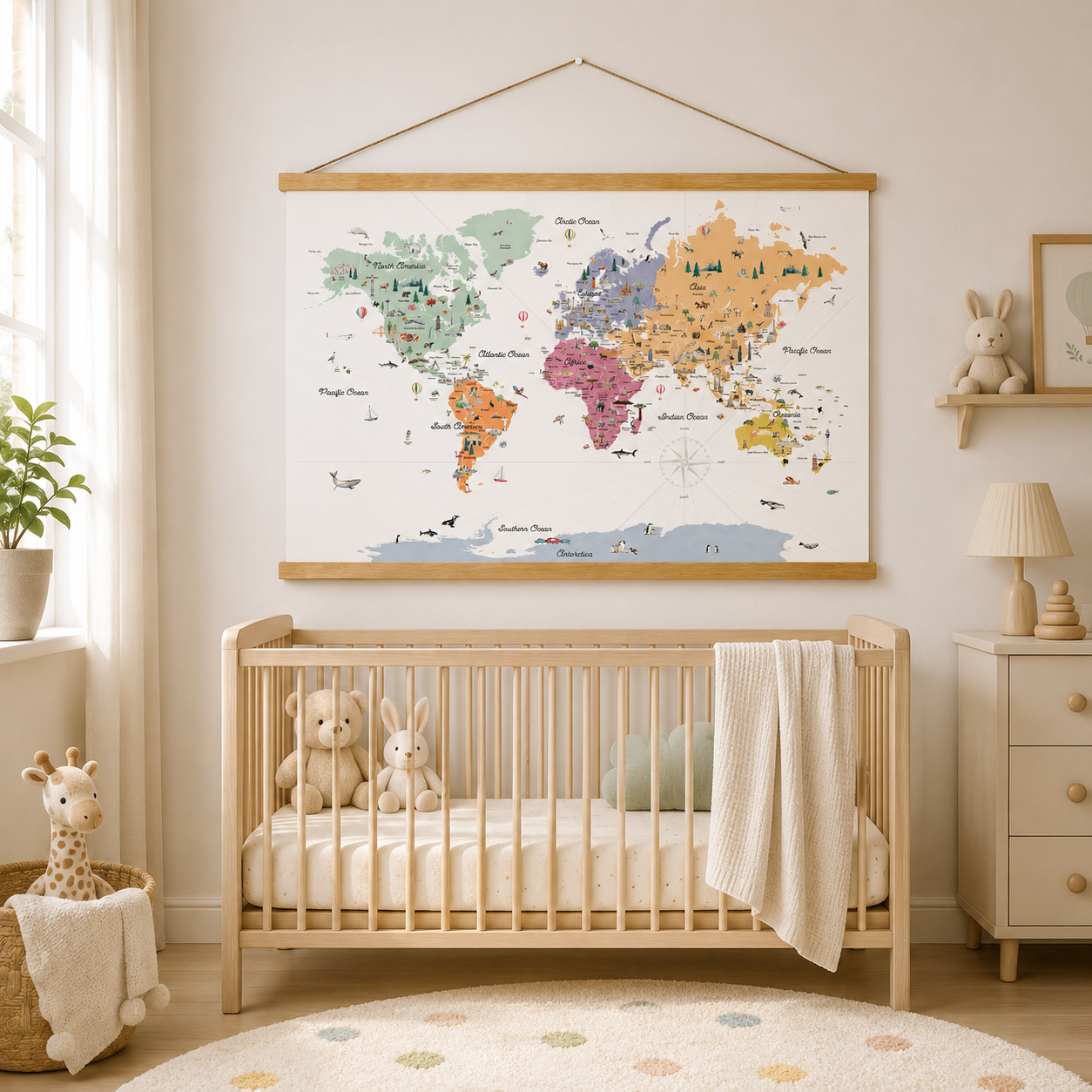Reference World Map Hanging Canvas
