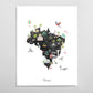 Brazil Illustrated Map Art Print