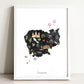 Cambodia Illustrated Map Art Print