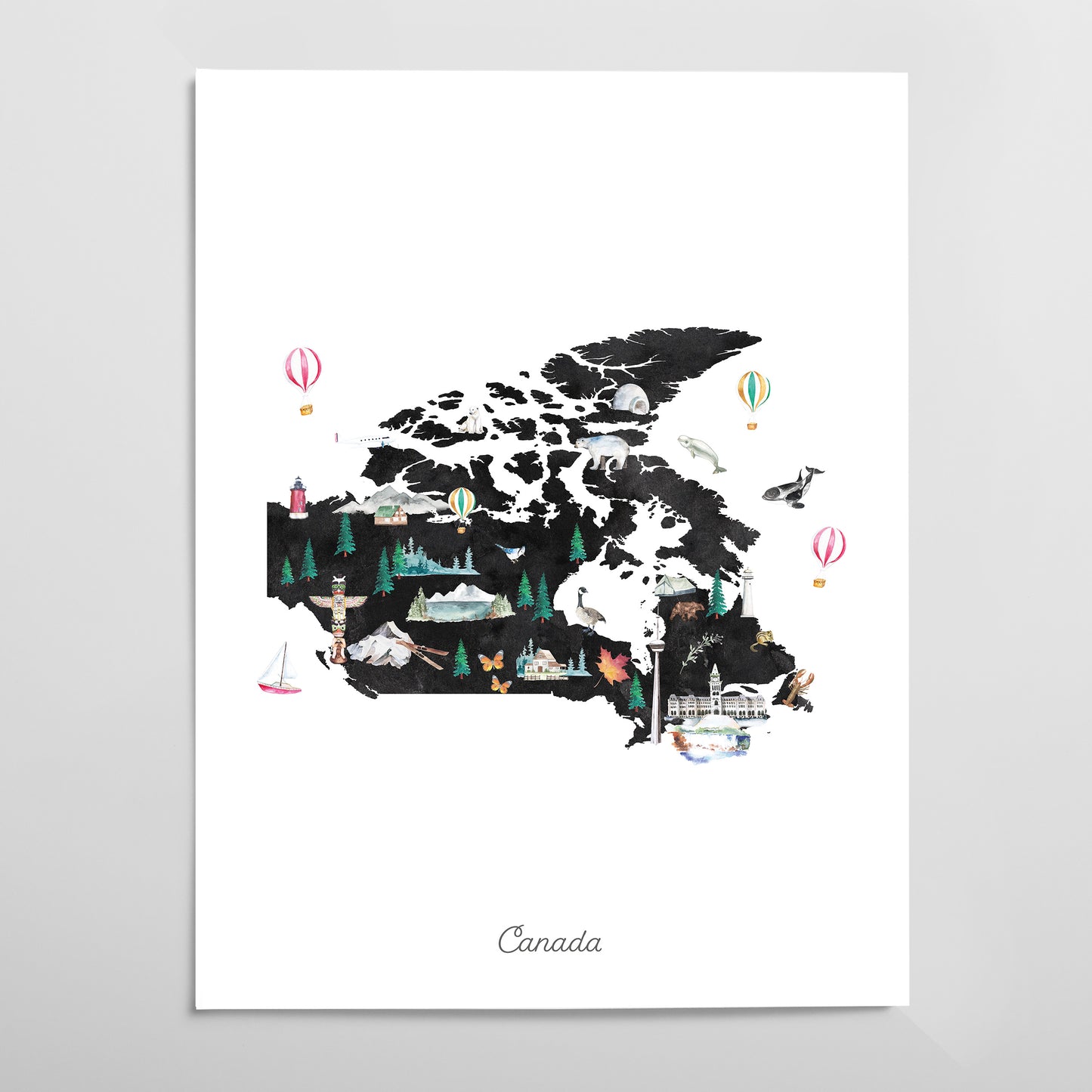 Canada Illustrated Map Art Print