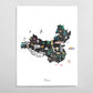 China Illustrated Map Art Print
