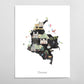 Colombia Illustrated Map Art Print