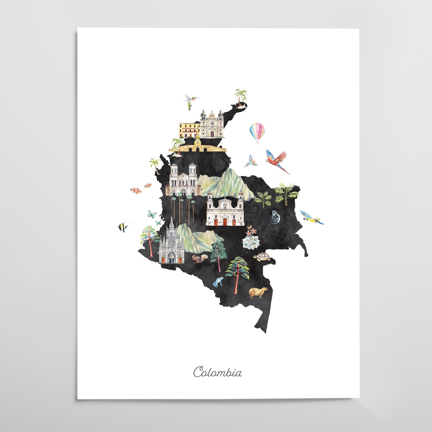 Colombia Illustrated Map Art Print