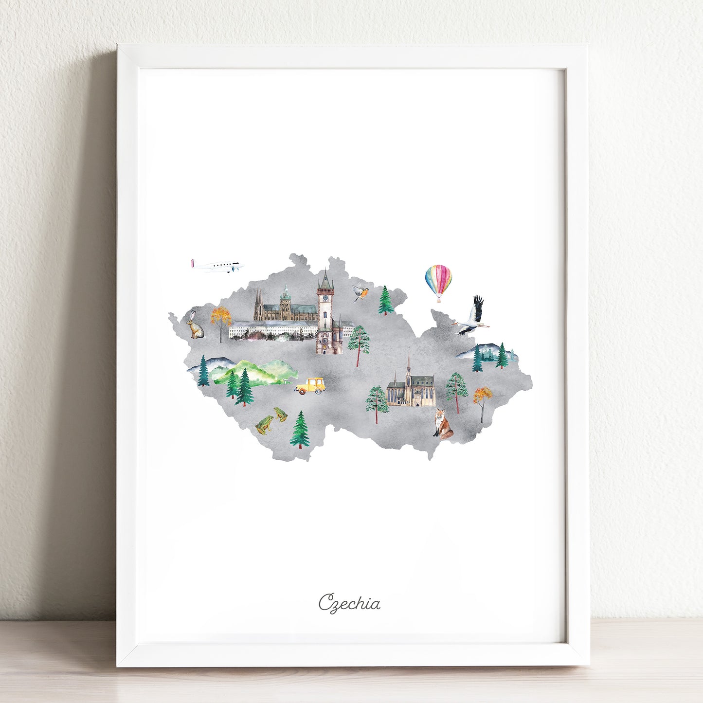 Czechia Illustrated Map Art Print