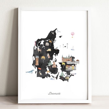 Denmark Illustrated Map Art Print