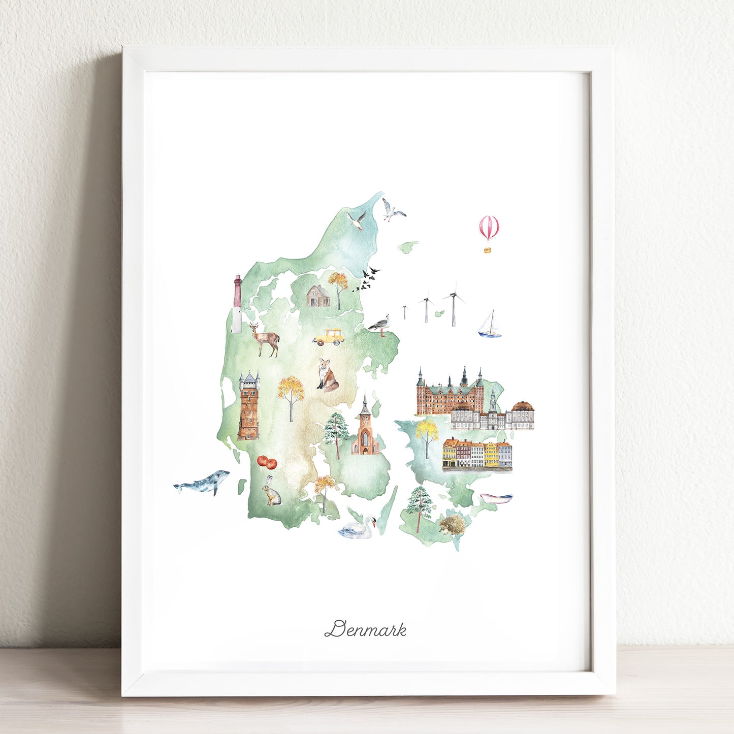 Denmark Illustrated Map Art Print