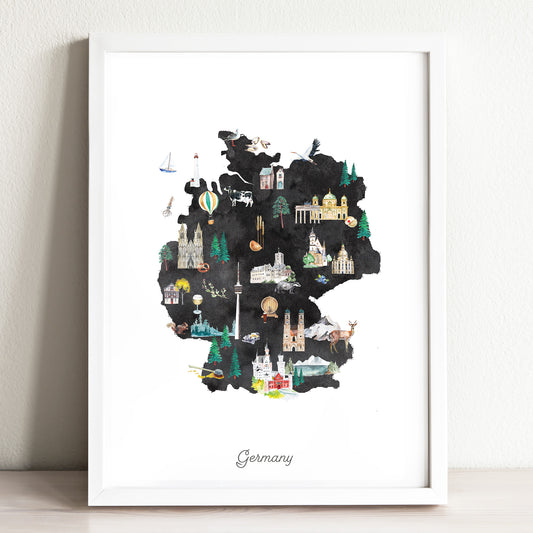 Germany Illustrated Map Art Print