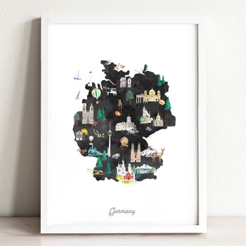 Germany Illustrated Map Art Print