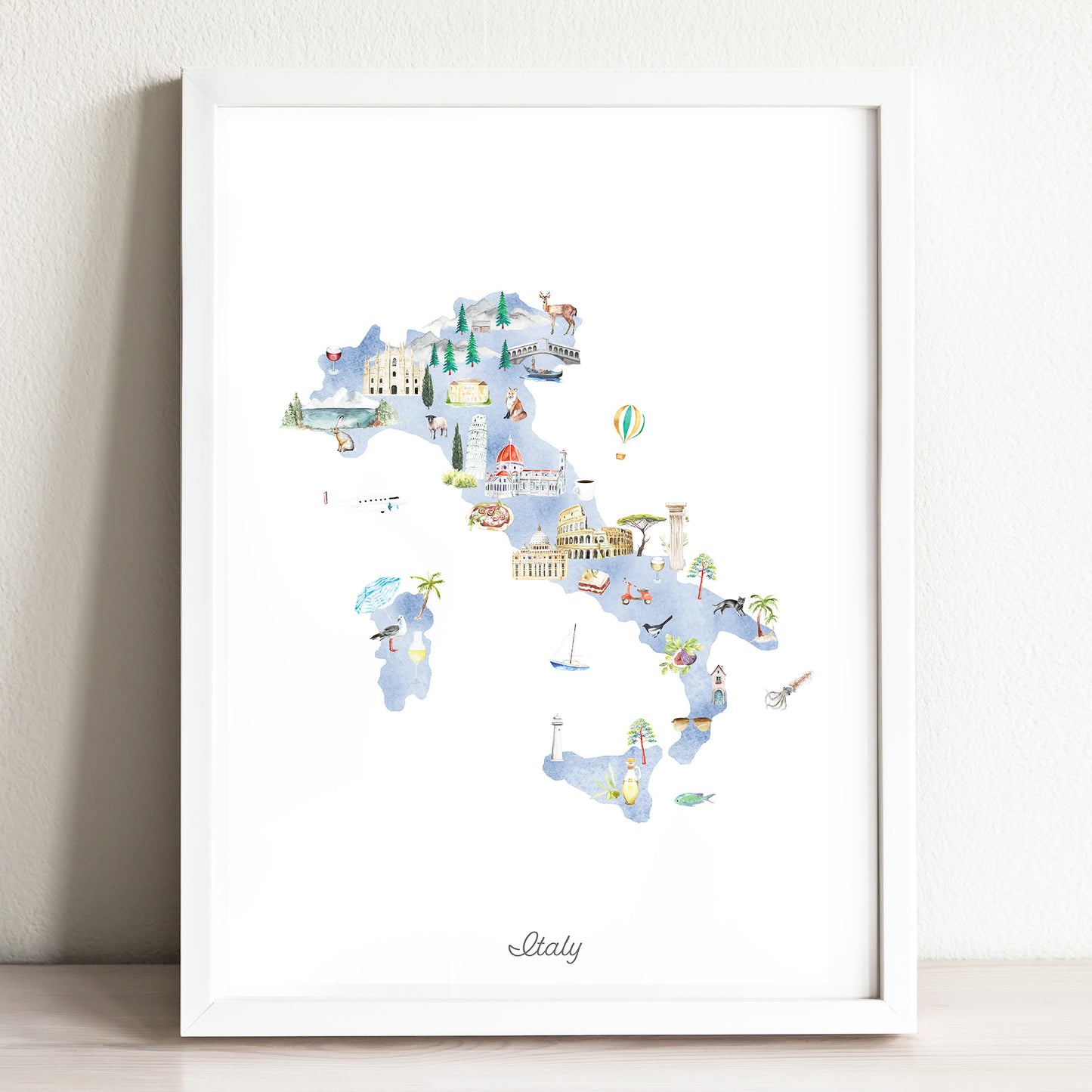 Italy Illustrated Map Art Print