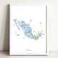Mexico Illustrated Map Art Print