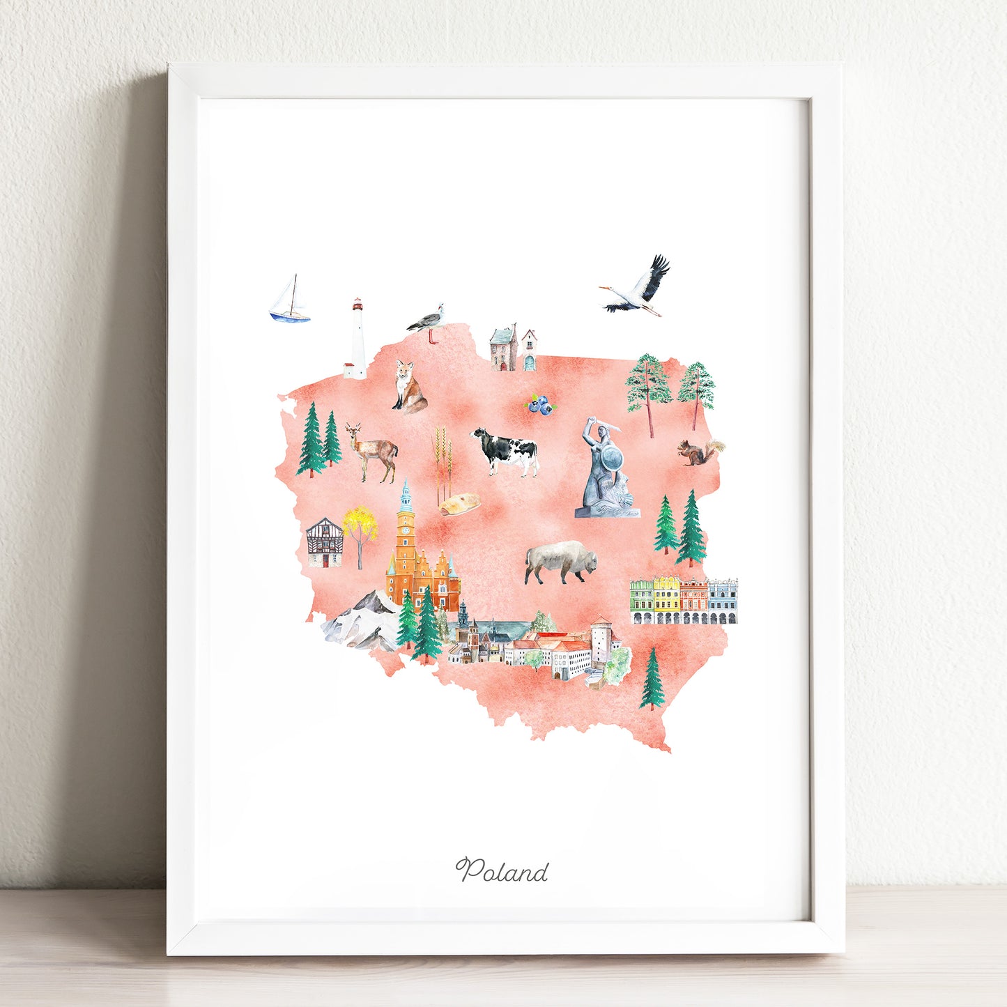 Poland Illustrated Map Art Print
