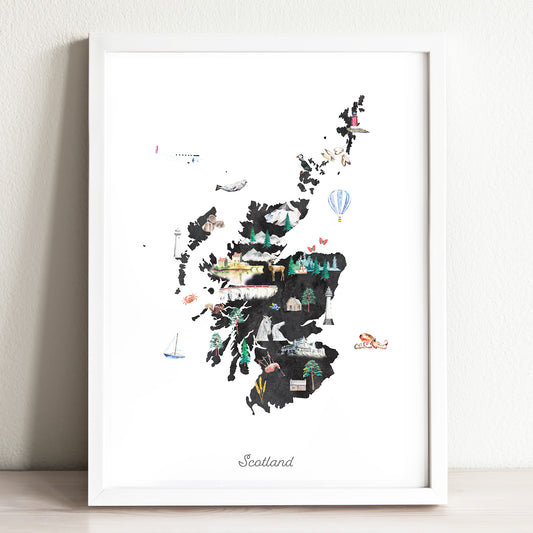 Scotland Illustrated Map Art Print