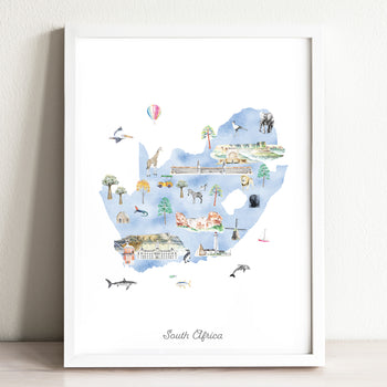 South Africa Illustrated Map Art Print