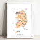 South Korea Illustrated Map Art Print