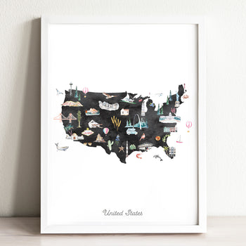 United States Illustrated Map Art Print