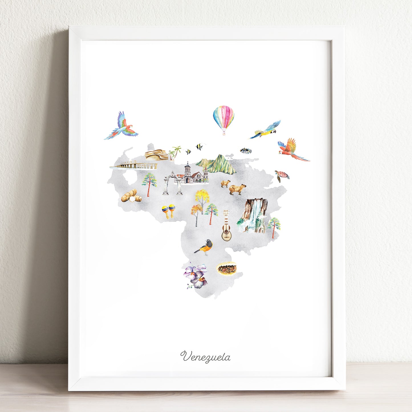 Venezuela Illustrated Map Art Print