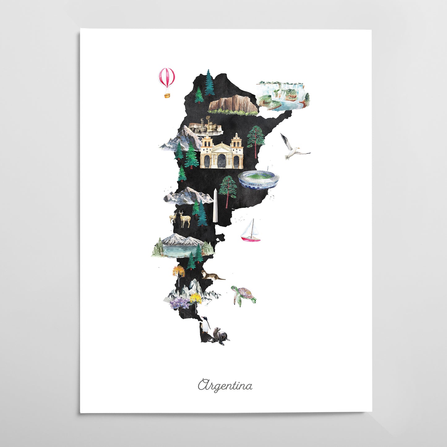 Argentina Illustrated Map Art Print
