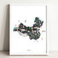 China Illustrated Map Art Print