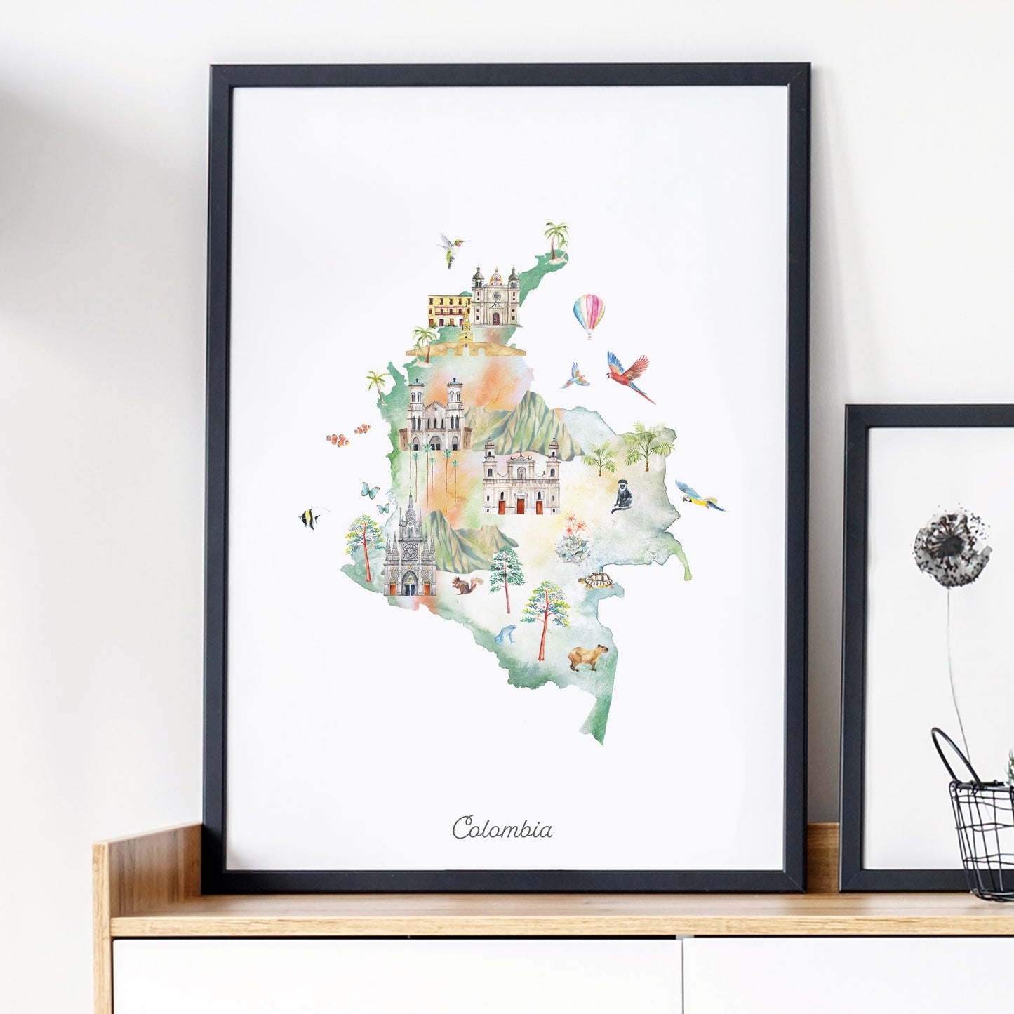 Colombia Illustrated Map Art Print