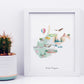 West Virginia Illustrated State Map Art Print