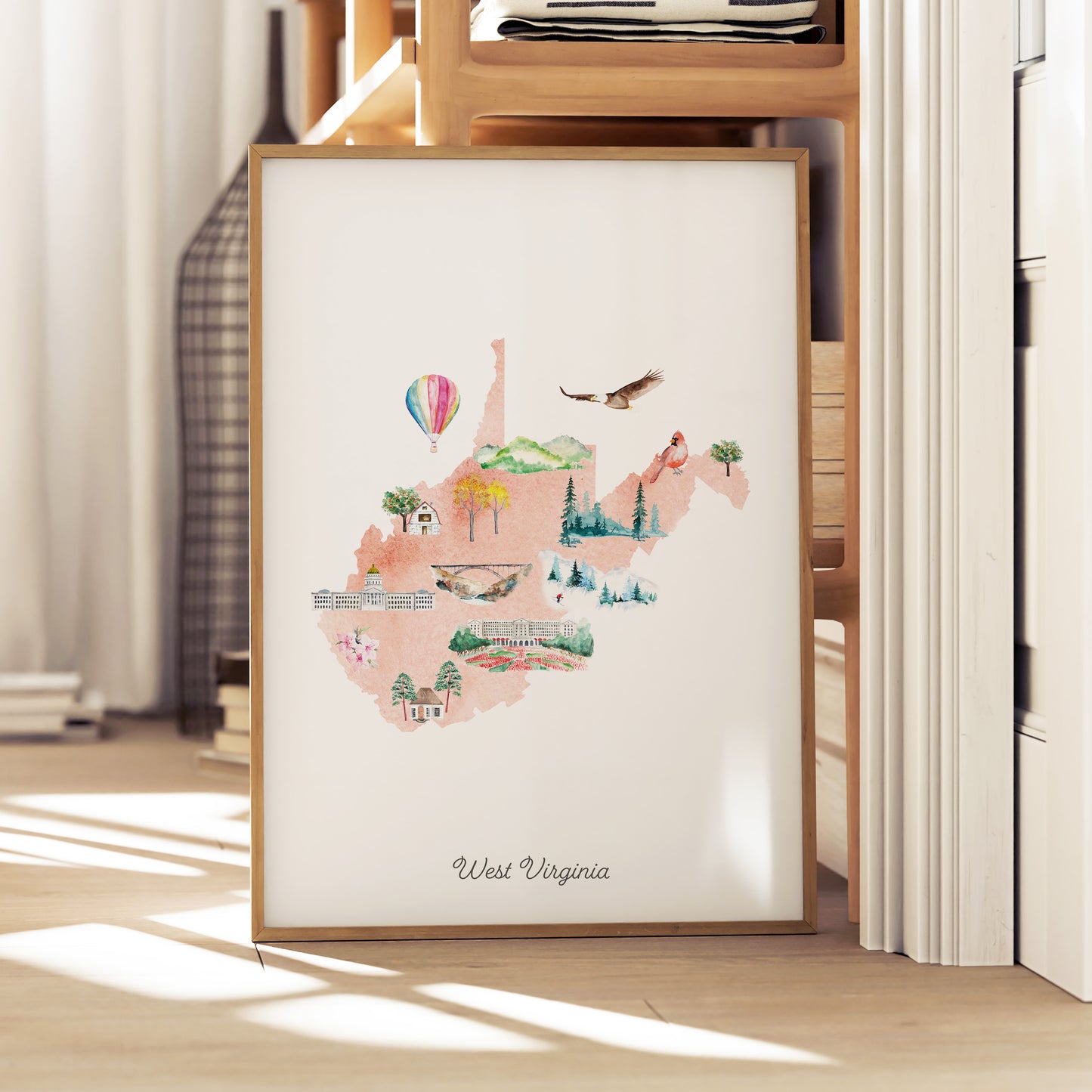 West Virginia Illustrated State Map Art Print
