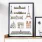 Landmarks of Paris Illustrated Art Print