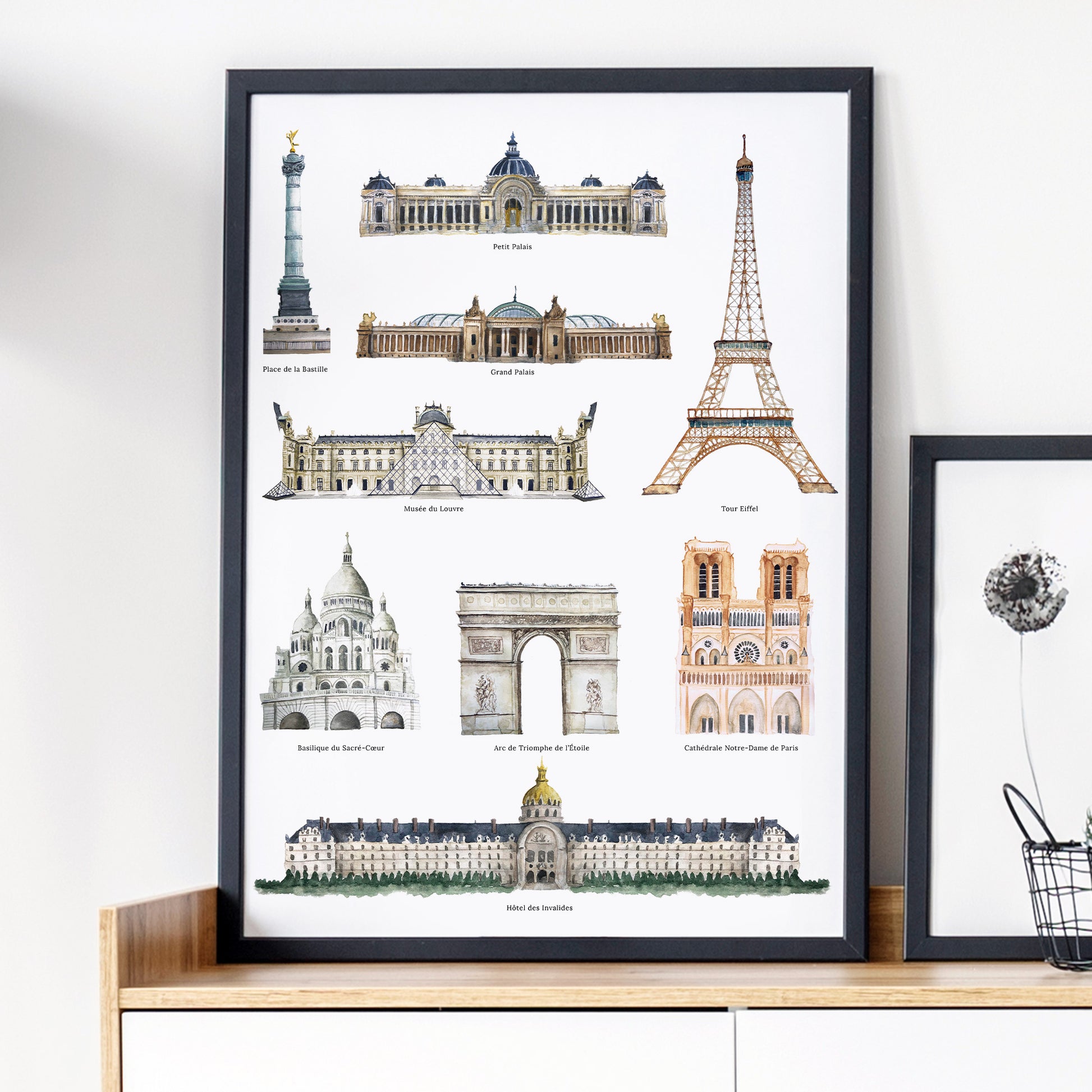 Eiffel Tower Art Print  Illustrated Decor for Nursery, Office